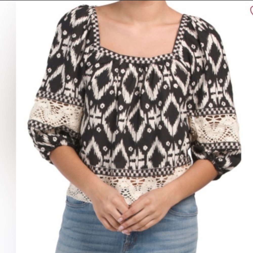 Christian Siriano Linen blend boho blouse top size XL